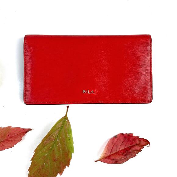 Vintage Ralph Lauren Red Patent Leather Turnlock Wallet | Classic Preppy Clutch - Picture 1 of 15